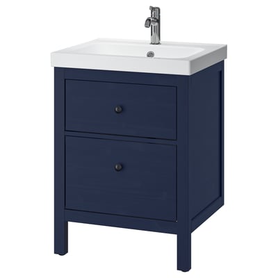 HEMNES / ORRSJÖN Bathroom vanity with sink & faucet, blue, 25x21 3/4x34 7/8 "