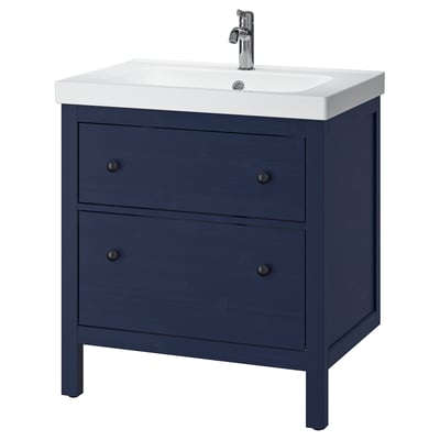HEMNES / ORRSJÖN Bathroom vanity with sink & faucet, blue, 31x21 3/4x34 7/8 "