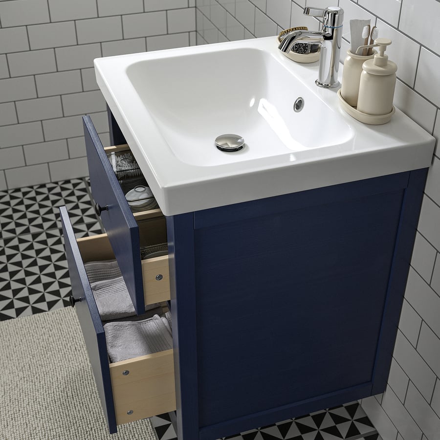 HEMNES / ORRSJÖN Bathroom vanity with sink & faucet, blue, 25x213/4x347 ...
