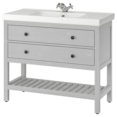 HEMNES / ORRSJÖN Bathroom vanity with sink & faucet, gray, 37x213/4x347 ...