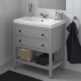 HEMNES / ORRSJÖN Bathroom vanity with sink & faucet, gray, 31x21 3/4x34 7/8 "