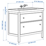 HEMNES / ORRSJÖN Bathroom vanity with sink & faucet, gray, 37x21 3/4x34 7/8 "