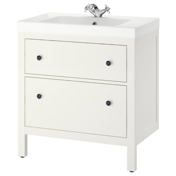 HEMNES / ORRSJÖN Bathroom vanity with sink & faucet, white, 31x21 3/4x34 7/8 "