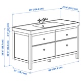 HEMNES / ORRSJÖN Bathroom vanity with sink & faucet, white, 49x21 3/4x34 7/8 "