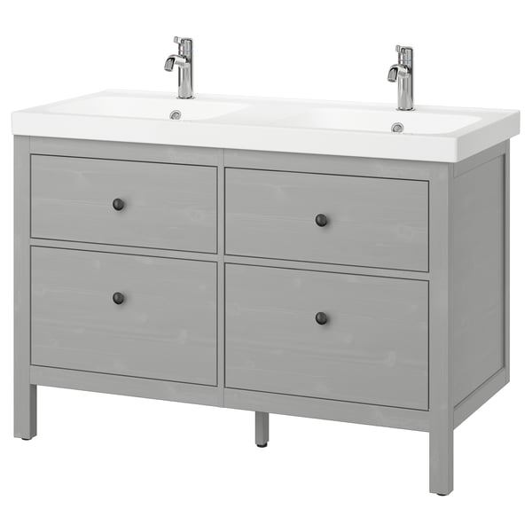 HEMNES / ORRSJÖN Bathroom vanity with sink & faucets, gray, 49x21 3/4x34 7/8 "