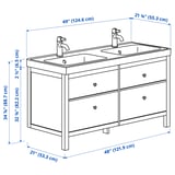 HEMNES / ORRSJÖN Bathroom vanity with sink & faucets, gray, 49x21 3/4x34 7/8 "