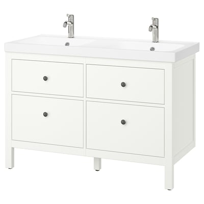 HEMNES / ORRSJÖN Bathroom vanity with sink & faucets, white, 49x21 3/4x34 7/8 "