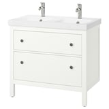 HEMNES / ORRSJÖN Bathroom vanity with sink & faucets, white, 37x21 3/4x34 7/8 "
