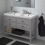 HEMNES / ORRSJÖN Double vanity with sink & faucet, gray, 49x21 3/4x34 7/8 "
