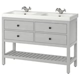 HEMNES / ORRSJÖN Double vanity with sink & faucet, gray, 49x21 3/4x34 7/8 "