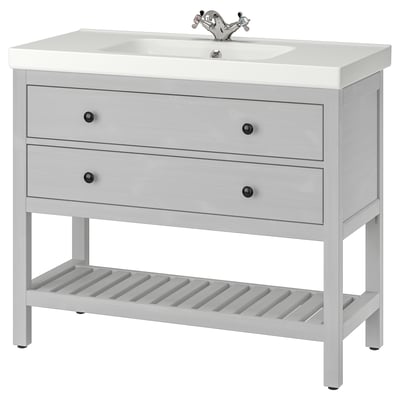 HEMNES / ORRSJÖN Open wash-stand w drawer/wash-basin, gray, 37x21 3/4x34 7/8 "