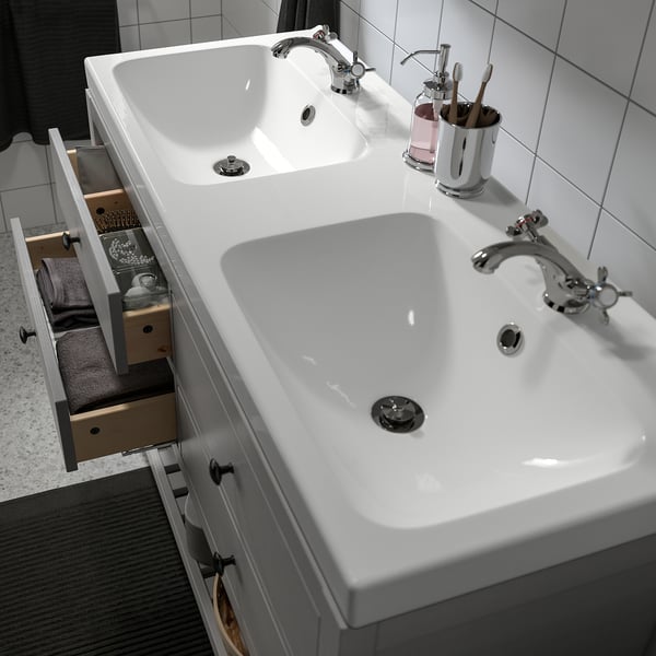 HEMNES / ORRSJÖN Open wash-stand w drawer/wash-basin, gray, 49x21 3/4x34 7/8 "