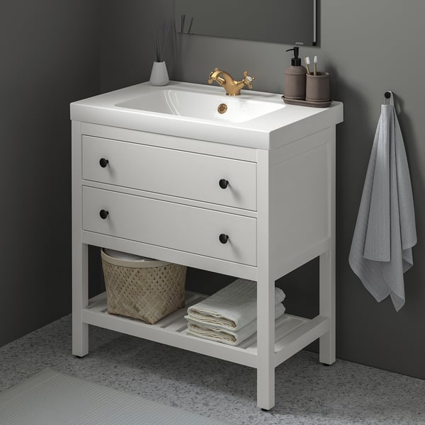 HEMNES / ORRSJÖN Open wash-stand w drawer/wash-basin, white, 31x21 3/4x34 7/8 "