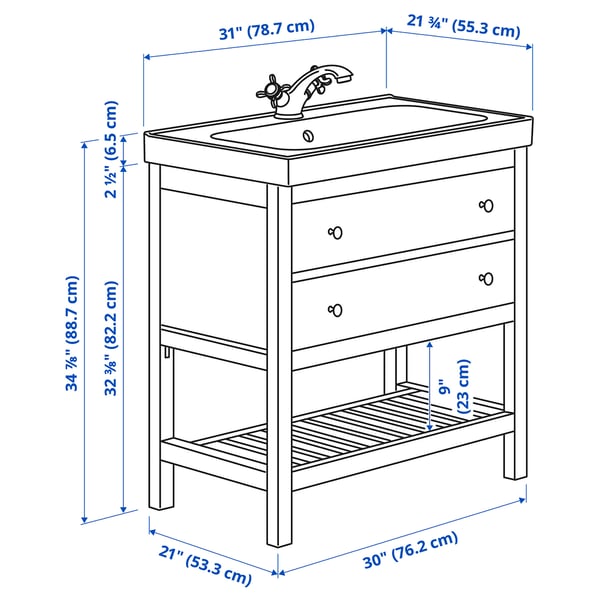 HEMNES / ORRSJÖN Open wash-stand w drawer/wash-basin