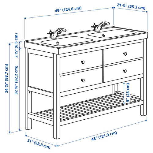 HEMNES / ORRSJÖN Open wash-stand w drawer/wash-basin