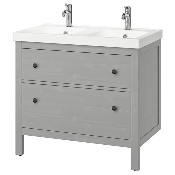HEMNES / ORRSJÖN Wash-stnd w drawers/wash-basin, gray, 37x21 3/4x34 7/8 "