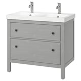 HEMNES / ORRSJÖN Wash-stnd w drawers/wash-basin, gray, 37x21 3/4x34 7/8 "