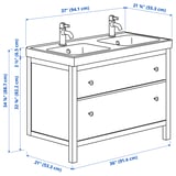 HEMNES / ORRSJÖN Wash-stnd w drawers/wash-basin, gray, 37x21 3/4x34 7/8 "