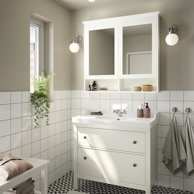 HEMNES / RUTSJÖN Bathroom vanity w/ drawers and sink