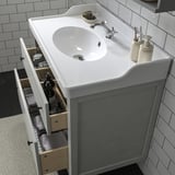 HEMNES / RUTSJÖN Bathroom vanity with sink & faucet, gray, 37 3/8x21 7/8x37 "