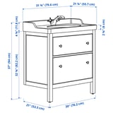 HEMNES / RUTSJÖN Bathroom vanity with sink & faucet, gray, 31 3/8x21 7/8x37 "