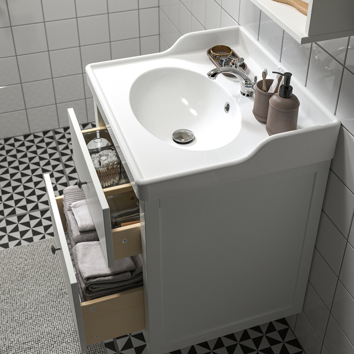 IKEA - つーじー HEMNES / RUTSJÖN Bathroom vanity with sink & faucet, white