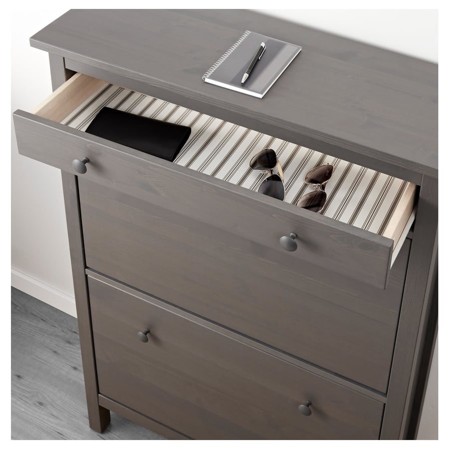 HEMNES Shoe with 2 compartments, dark gray gray stained, 35x50