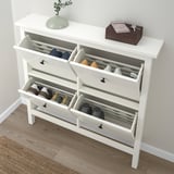 HEMNES Shoe cabinet with 4 compartments, white, 42 1/8x8 5/8x39 3/4 "