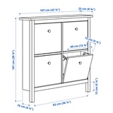 HEMNES Shoe cabinet with 4 compartments, white, 42 1/8x8 5/8x39 3/4 "