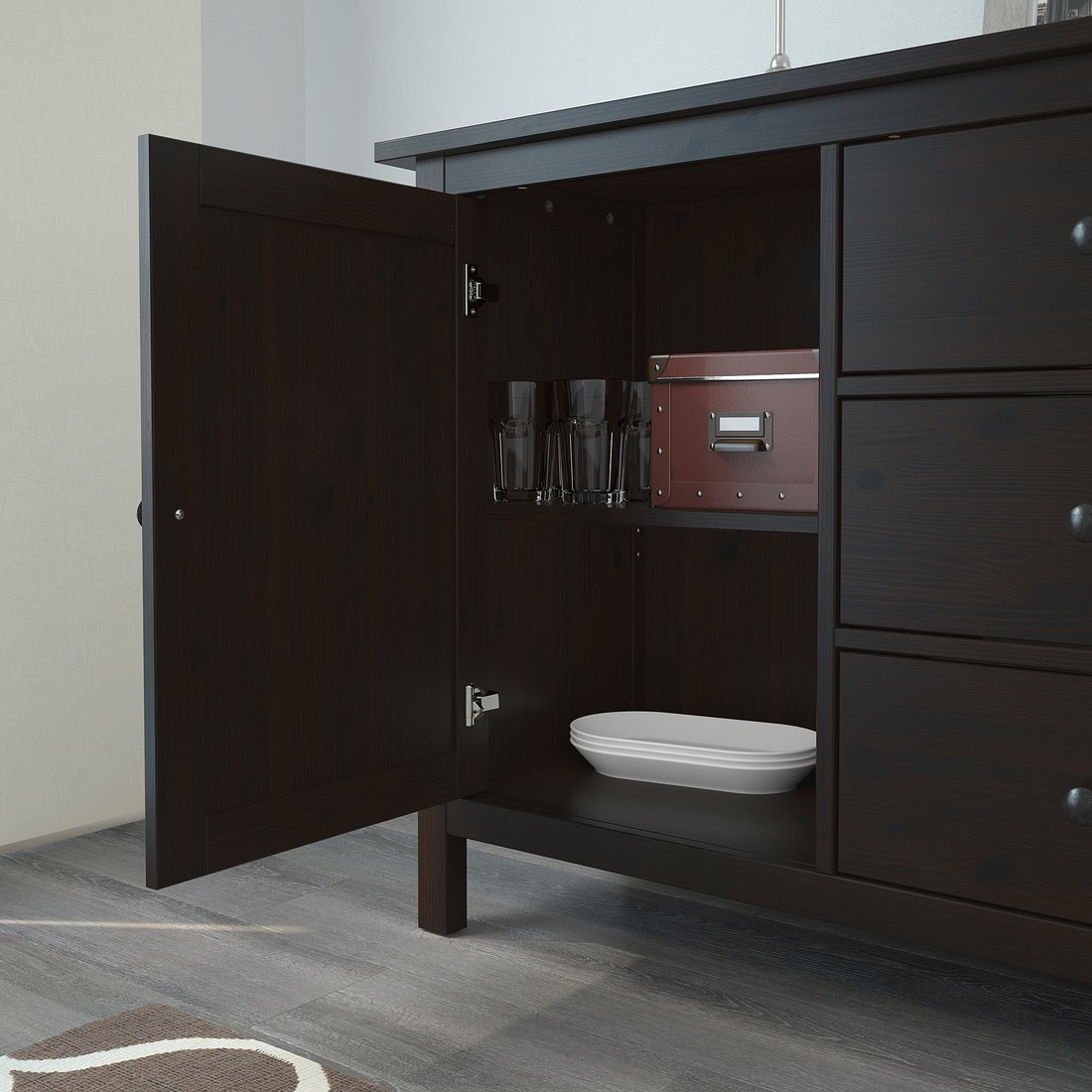 HEMNES Sideboard, blackbrown, 61 3/4x34 5/8" IKEA