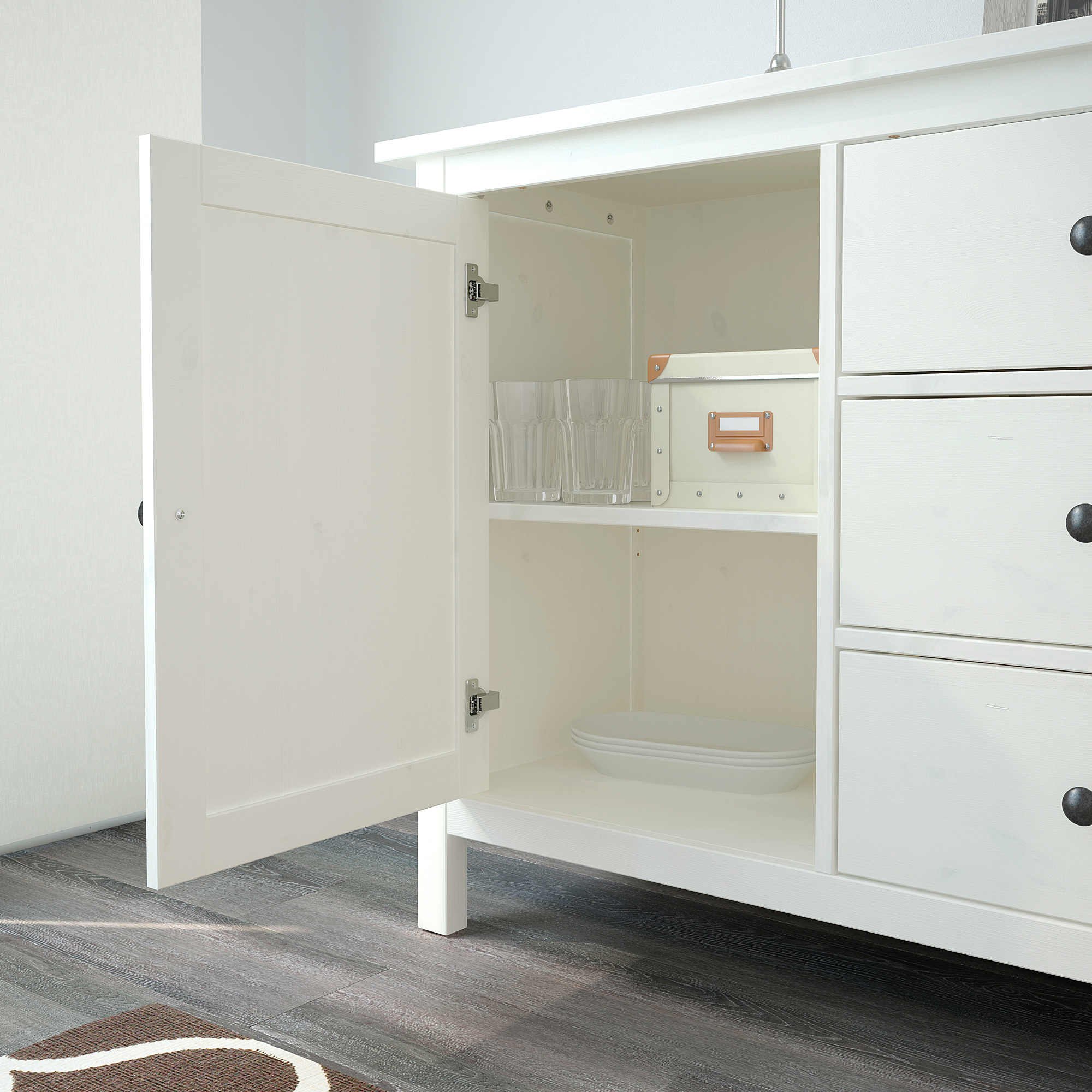 HEMNES Sideboard, white stain, 61 3/4x34 5/8" IKEA