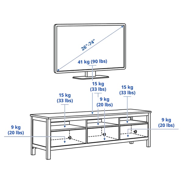 HEMNES TV unit, white stain, 72x18 1/2x22 1/2 "