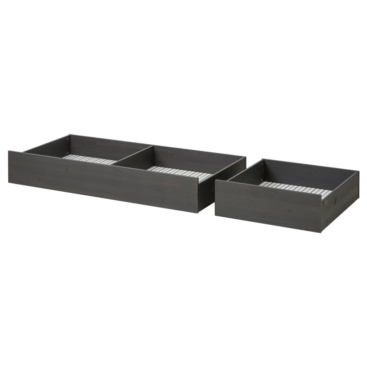HEMNES Underbed storage box, set of 2, dark gray stained, Twin/Full IKEA