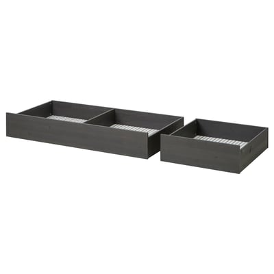 HEMNES Underbed storage box, set of 2, dark gray stained, Twin/Full