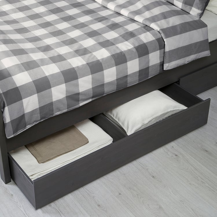 HEMNES Underbed storage box, set of 2, dark gray stained, Queen/King IKEA