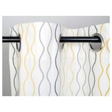 HENNY RAND Curtains, 1 pair, white/gray yellow, 57x98 "