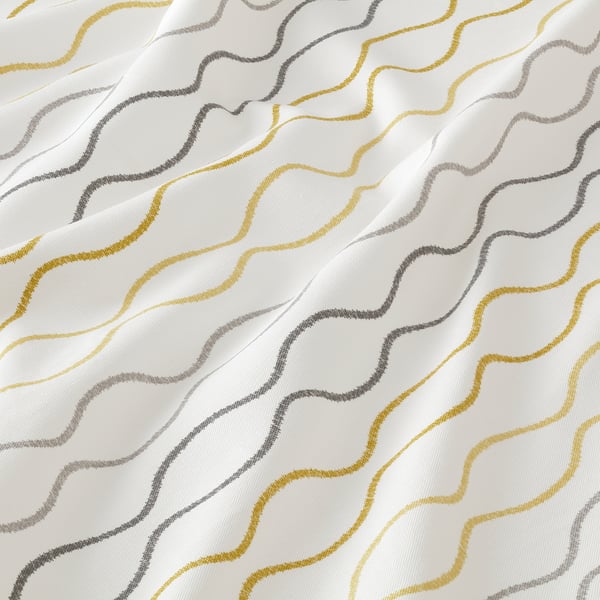 HENNY RAND Curtains, 1 pair, white/gray yellow, 57x84 "