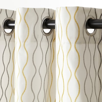 HENNY RAND curtains, 1 pair, white/gray yellow, 57x84" - IKEA