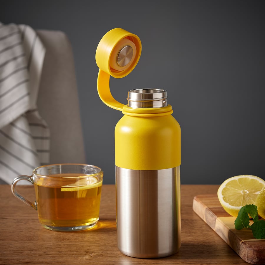 HETLEVRAD vacuum flask, stainless steel/yellow, 17 oz IKEA