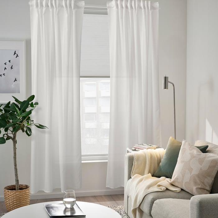 HILJA curtains, 1 pair, white, 57x84" - IKEA