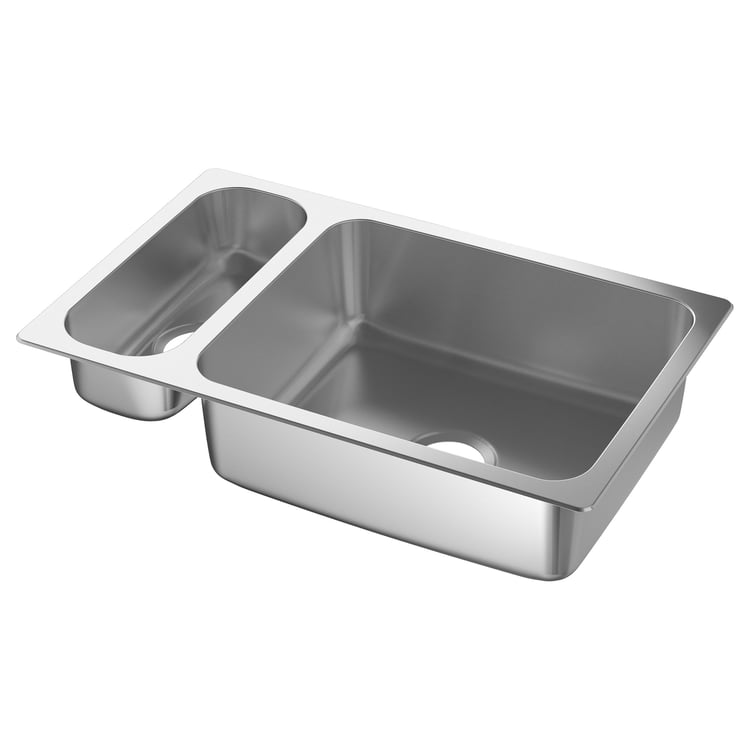 HILLESJÖN 1 1/2 bowl dual mount sink, stainless steel, 291/2x181/8