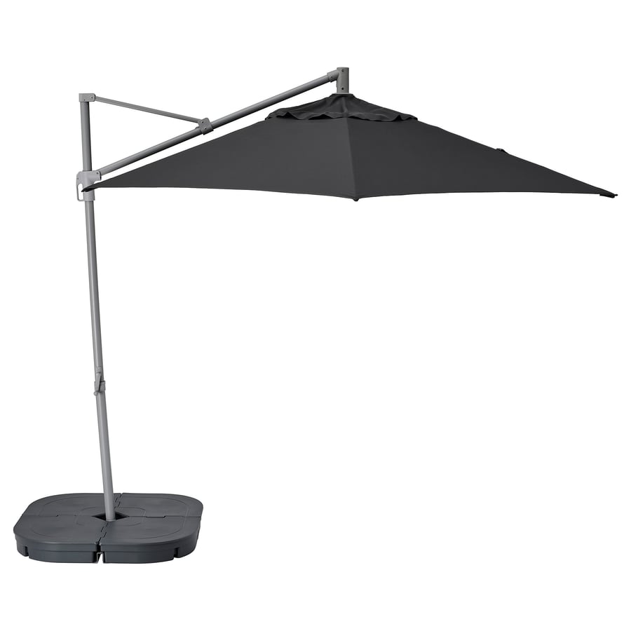 HISSÖ hanging umbrella with base, anthracite/Svartö dark gray, 1181/8