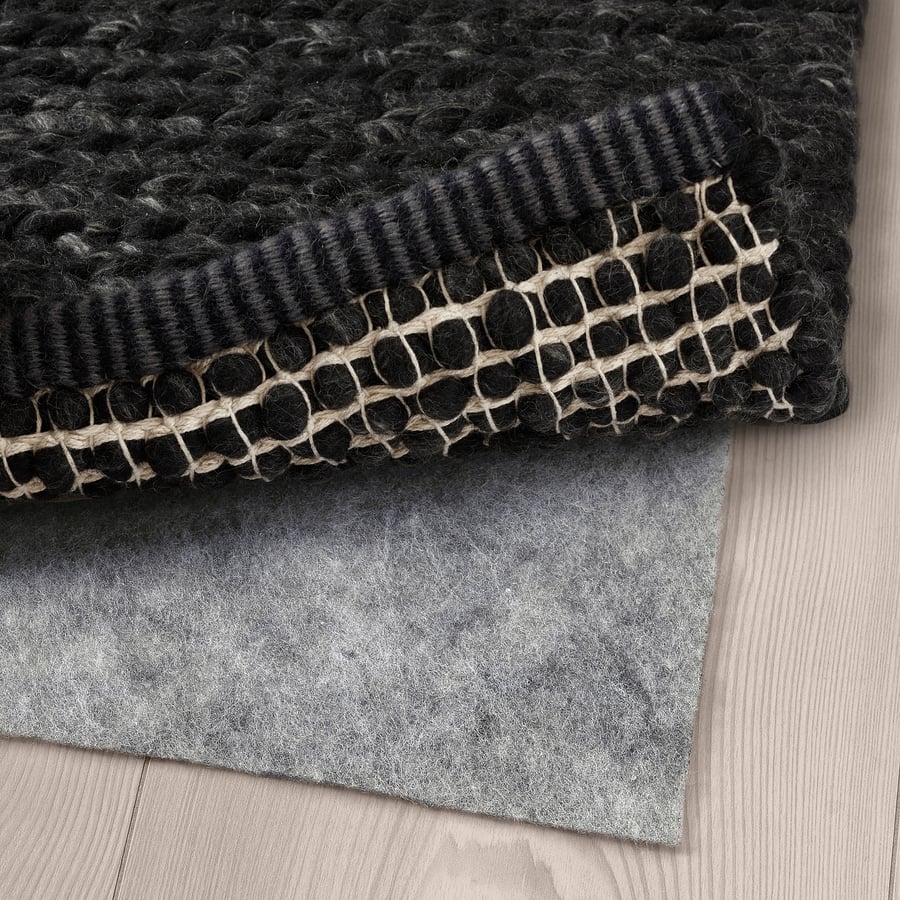 HJORTSVANG Rug, flatwoven, handmade/black, 5'3"x7'7" IKEA