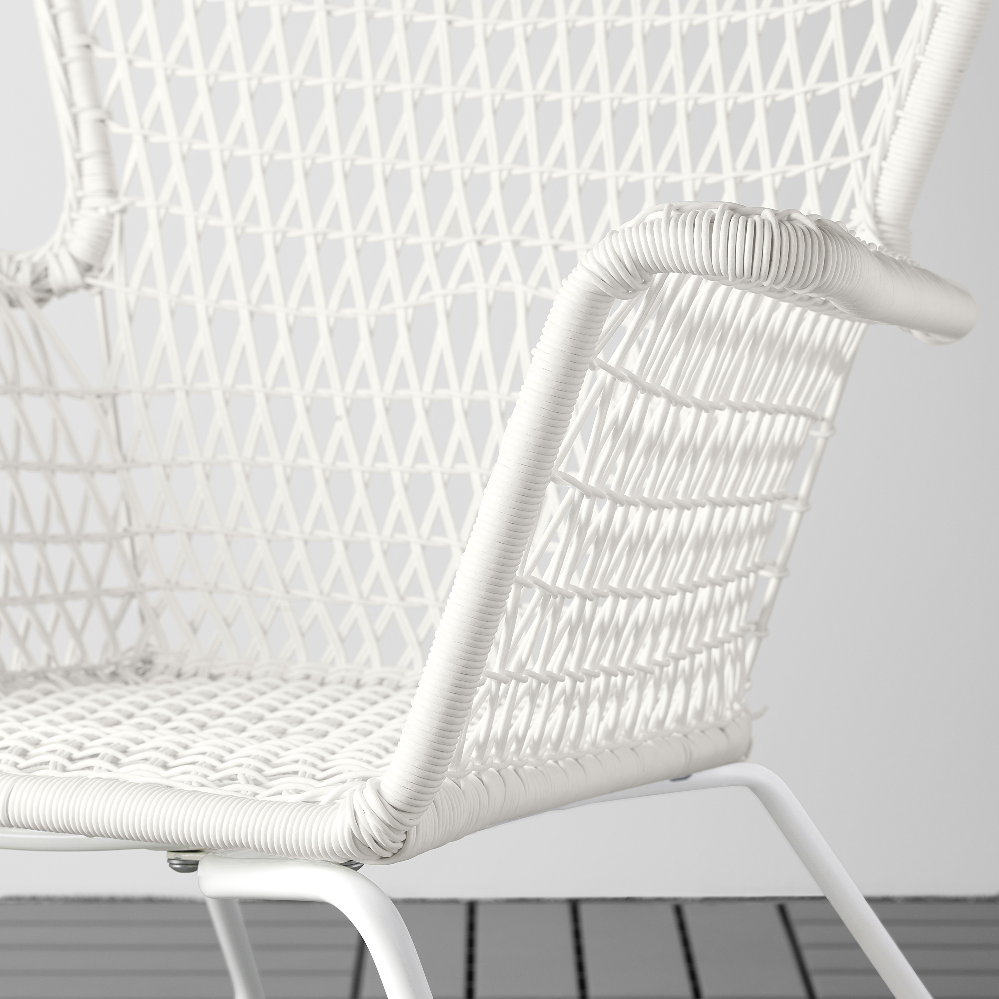 HÖGSTEN Armchair, outdoor, white, Width 29 1/8" IKEA