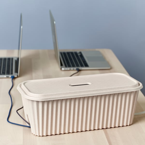 HÖNSNÄT Cable management box, natural, 15x7x5 ½ "