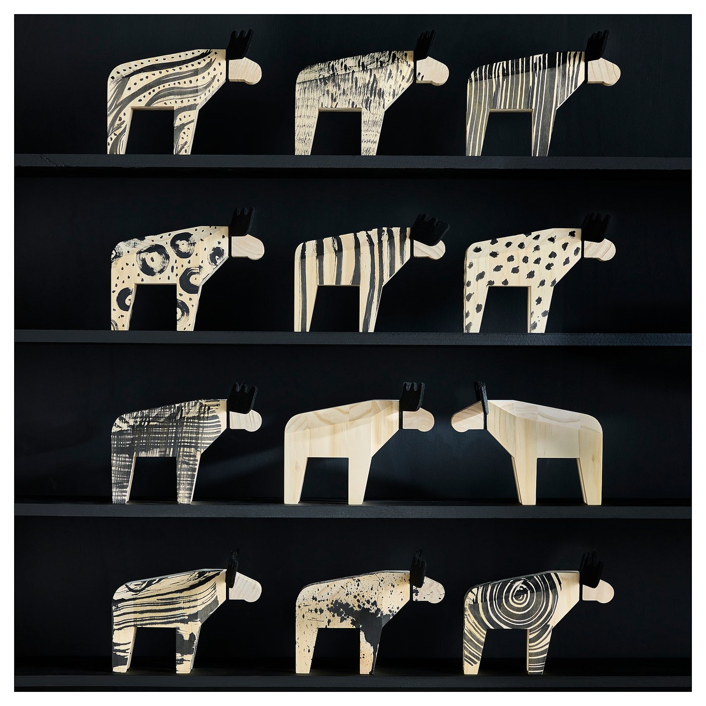 HÖSTAGILLE decoration, moose, pine/black, 7