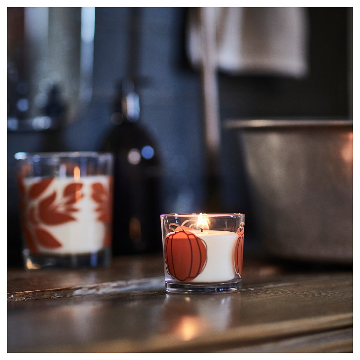 HÖSTAGILLE scented candle in glass, Spiced pumpkin clear glass