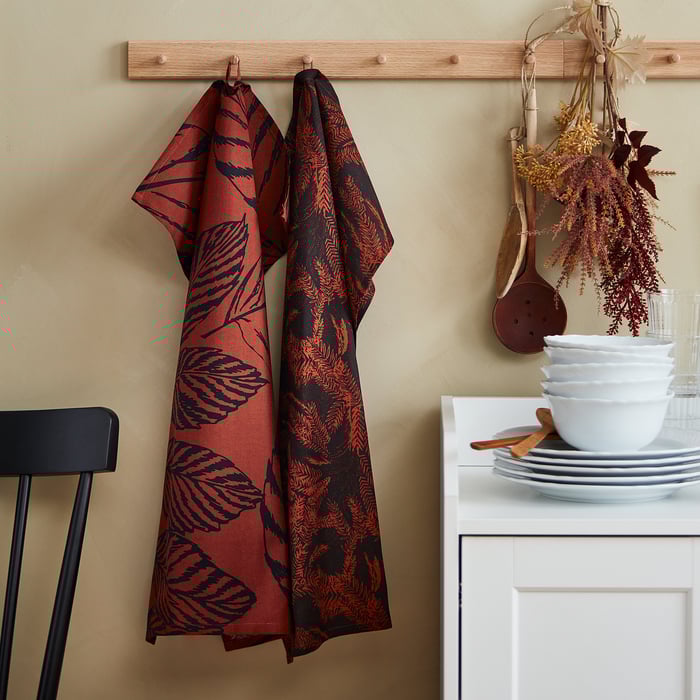 HÖSTKVÄLL dish towel, black/red, 20x28" IKEA