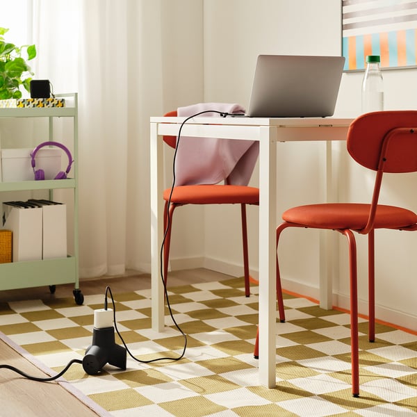 HORNFELS Extension cord, dark gray, 5 ' 11 "