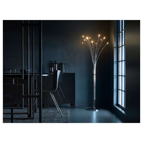 HOVNÄS Floor lamp - chrome plated chrome-plated/black - IKEA